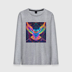 Лонгслив хлопковый мужской Неоновая сова, цвет: меланж