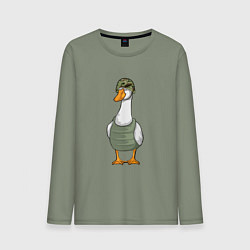 Лонгслив хлопковый мужской Гусь воин, цвет: авокадо