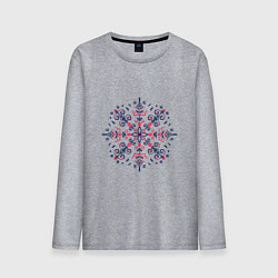 Мужской лонгслив Красно черная снежинка по мотивам мезенской роспис