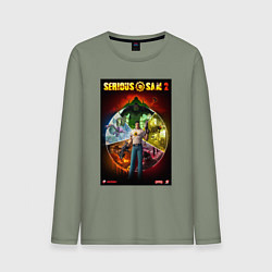 Лонгслив хлопковый мужской Serious Sam 2 - all bosses, цвет: авокадо