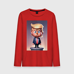 Лонгслив хлопковый мужской Мультяшный Дональд Трамп - нейросеть, цвет: красный