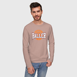 Лонгслив хлопковый мужской Baller style, цвет: пыльно-розовый — фото 2