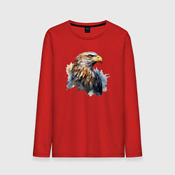 Лонгслив хлопковый мужской Акварельный орел в брызгах краски, цвет: красный
