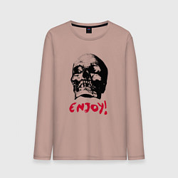 Лонгслив хлопковый мужской Depeche Mode - Enjoy skull, цвет: пыльно-розовый