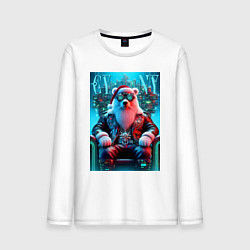 Мужской лонгслив Медведь на кибер троне - нейросеть