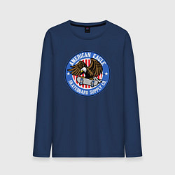 Лонгслив хлопковый мужской USA skate eagle, цвет: тёмно-синий