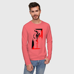 Лонгслив хлопковый мужской Боевые искуства black and red, цвет: коралловый — фото 2