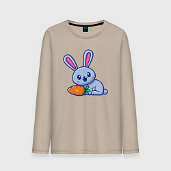 Лонгслив хлопковый мужской Весёлый зайка с морковкой, цвет: миндальный