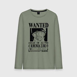 Лонгслив хлопковый мужской Награда за голову Ророноа Зоро One Piece, цвет: авокадо