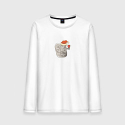 Мужской лонгслив Одинокий Новогодний кот с бокалом вина