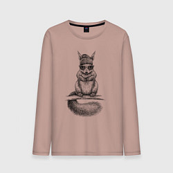 Мужской лонгслив Белка модная в очках и шапке