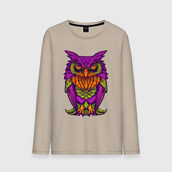 Лонгслив хлопковый мужской Purple owl, цвет: миндальный