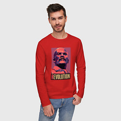 Лонгслив хлопковый мужской Lenin revolution, цвет: красный — фото 2