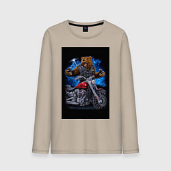 Мужской лонгслив Медведь байкер с мотоциклом