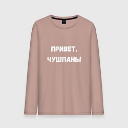 Лонгслив хлопковый мужской Привет чушпаны, цвет: пыльно-розовый