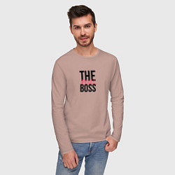 Лонгслив хлопковый мужской The real boss, цвет: пыльно-розовый — фото 2