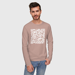 Лонгслив хлопковый мужской Qr код на песню Never Gonna Give You Up, цвет: пыльно-розовый — фото 2