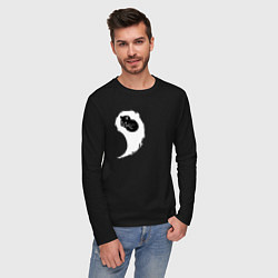 Лонгслив хлопковый мужской Инь ян белый парная, цвет: черный — фото 2