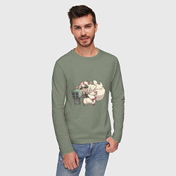 Лонгслив хлопковый мужской Опасная Фапута, цвет: авокадо — фото 2