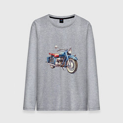 Лонгслив хлопковый мужской Ретро мотоцикл олдскул, цвет: меланж