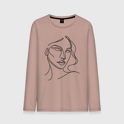 Мужской лонгслив Женский портрет линиями
