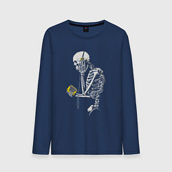 Лонгслив хлопковый мужской Skeletor music, цвет: тёмно-синий