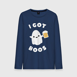 Лонгслив хлопковый мужской I got boos, цвет: тёмно-синий