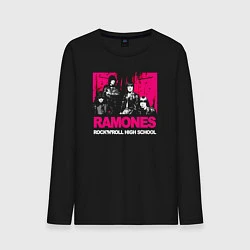 Лонгслив хлопковый мужской Ramones rocknroll high school, цвет: черный