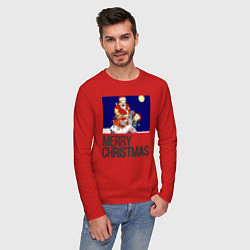 Лонгслив хлопковый мужской Merry Christmas Simpsons, цвет: красный — фото 2