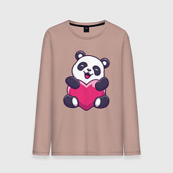 Лонгслив хлопковый мужской Сердце панды, цвет: пыльно-розовый