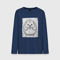 Лонгслив хлопковый мужской Пухлый ежик, цвет: тёмно-синий