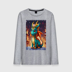 Лонгслив хлопковый мужской Китайский новогодний дракон 2024, цвет: меланж
