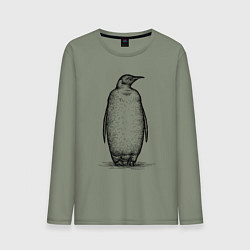 Лонгслив хлопковый мужской Пингвин стоит, цвет: авокадо