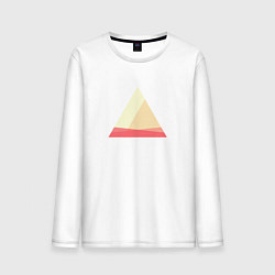 Лонгслив хлопковый мужской Абстрактные цветные треугольники, цвет: белый