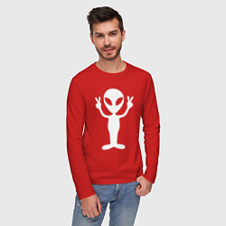 Лонгслив хлопковый мужской Peace alien, цвет: красный — фото 2