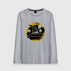 Лонгслив хлопковый мужской Мультяшная шляпа ведьмы с черепами, цвет: меланж