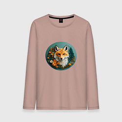 Мужской лонгслив Портрет лисенока в цветах
