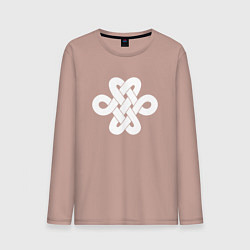 Лонгслив хлопковый мужской Белый кельтский узор, цвет: пыльно-розовый