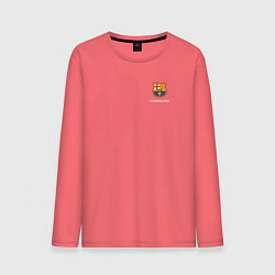 Лонгслив хлопковый мужской Футбольный клуб Барселона - с эмблемой, цвет: коралловый