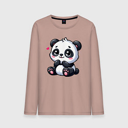Лонгслив хлопковый мужской Забавная маленькая панда, цвет: пыльно-розовый