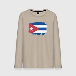 Лонгслив хлопковый мужской Флаг Кубы, цвет: миндальный