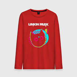 Лонгслив хлопковый мужской Linkin Park rock star cat, цвет: красный