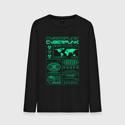 Лонгслив хлопковый мужской Cyberpunk streetwear, цвет: черный
