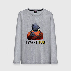 Лонгслив хлопковый мужской Lethal Company: I want you, цвет: меланж