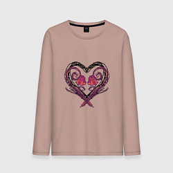 Лонгслив хлопковый мужской Пиксельное сердце, цвет: пыльно-розовый