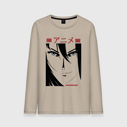 Мужской лонгслив Лицо девушки в стиле манга