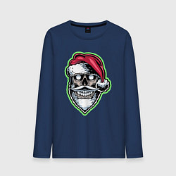 Лонгслив хлопковый мужской Dead Santa, цвет: тёмно-синий