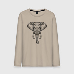 Лонгслив хлопковый мужской Голова слона, цвет: миндальный