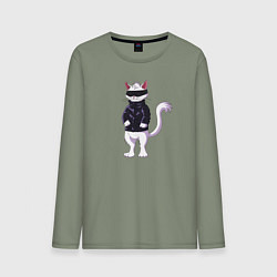 Лонгслив хлопковый мужской Кот по имени Сатору Годжо, цвет: авокадо