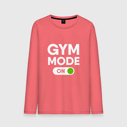 Лонгслив хлопковый мужской Gym mode on, цвет: коралловый